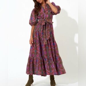 Oliphant Tuckernuck Puff Sleeve Maxi Dress Monaco Olive Purple
Cotton Medium